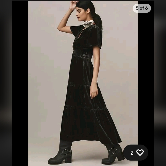The Somerset Maxi Dress Velvet Edition Anthropologie Black Size Medium - Picture 4 of 11